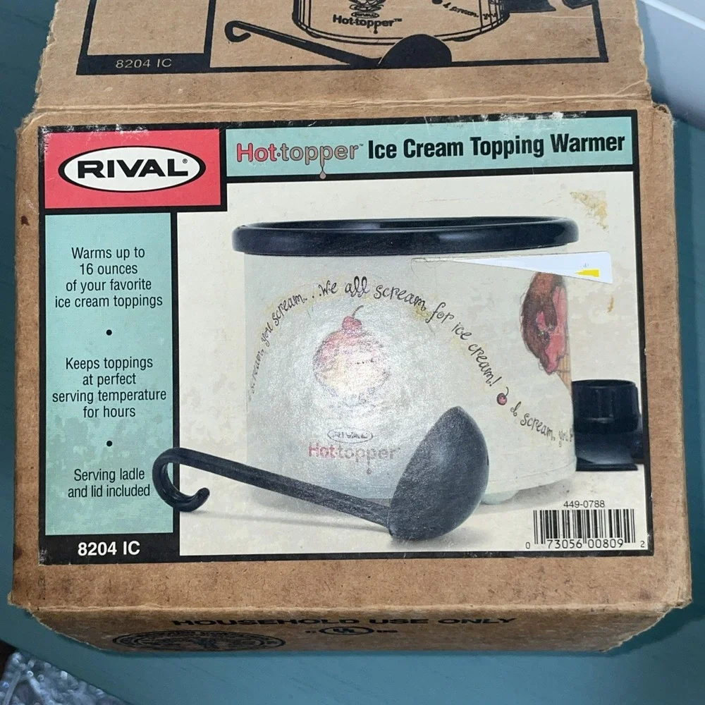 Rival 8204 IC Hot-Topper Ice Cream Topping Warmer With Ladle—-MISSING‎ LID